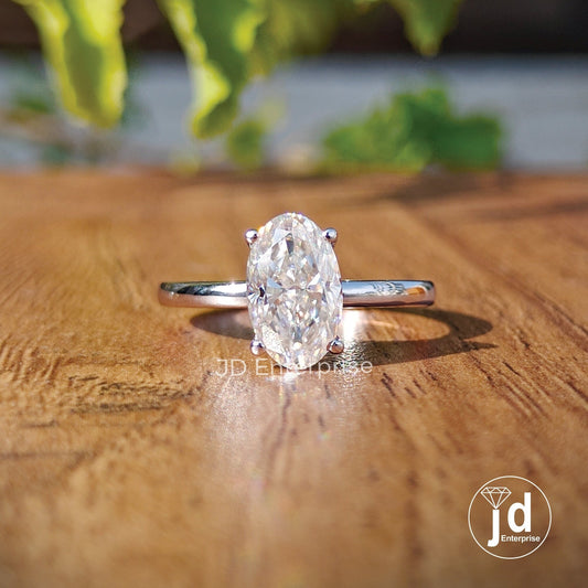 Oval Engagement Ring, Moissanite Wedding Ring, 1.50 CT Oval Moissanite Solitaire Ring, Anniversary Gift Ring, Propose Ring, Promise Ring