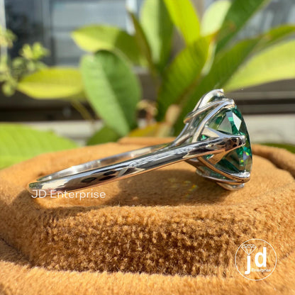 7.65CT Portuguese Cut Green Moissanite Engagement Ring, Solitaire Ring, Wedding Ring for Women, Tulip Basket Setting, Anniversary Gifts Ring