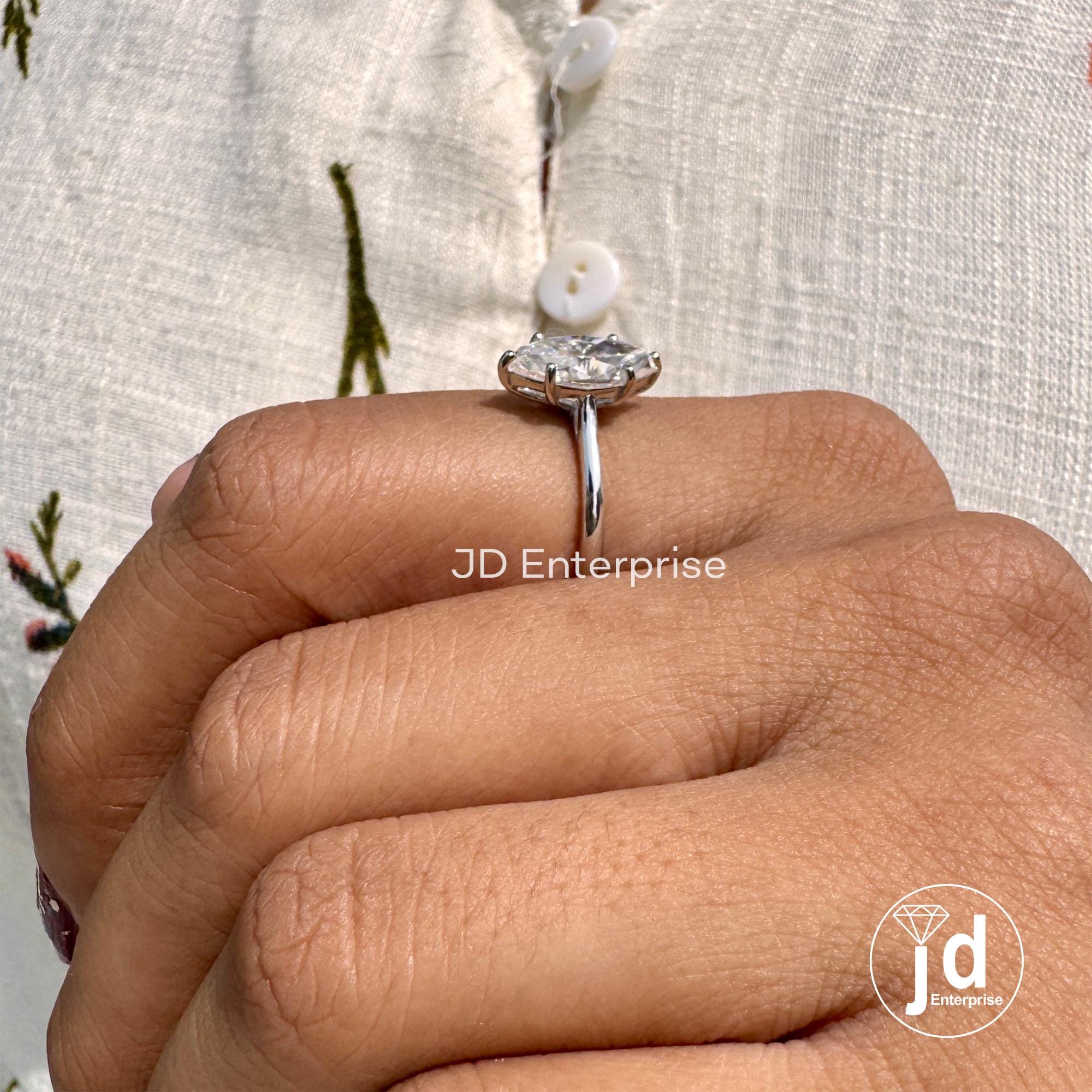 2.10 CT Marquise Cut Colorless Moissanite Solitaire Ring, Comfort Fit Classic Engagement Ring, Wedding Ring, Proposal Ring, Anniversary Ring