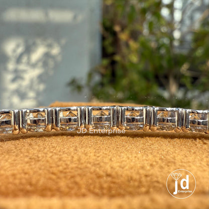4.50 MM Round Moissanite Tennis Bracelet, Gold Engagement Bracelet, Box Lock, Bridal Set Bracelet, Anniversary Gift Bracelet for Women