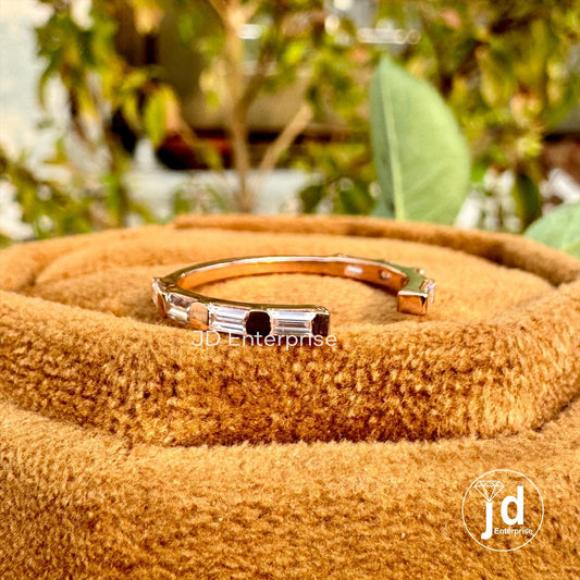 Open Gap Baguette Moissanite Wedding Band, Half Eternity Band, Rose Gold Band, Stackable Band, Anniversary Gifts, Matching Band, Bridal Band