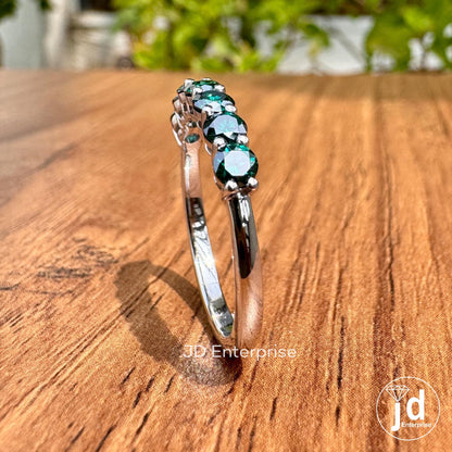 Gorgeous Stack Dark Green Moissanite Ring, VVS1 Sterling Silver Anniversary gift, Wedding Band gift for her Promise ring, half eternity band