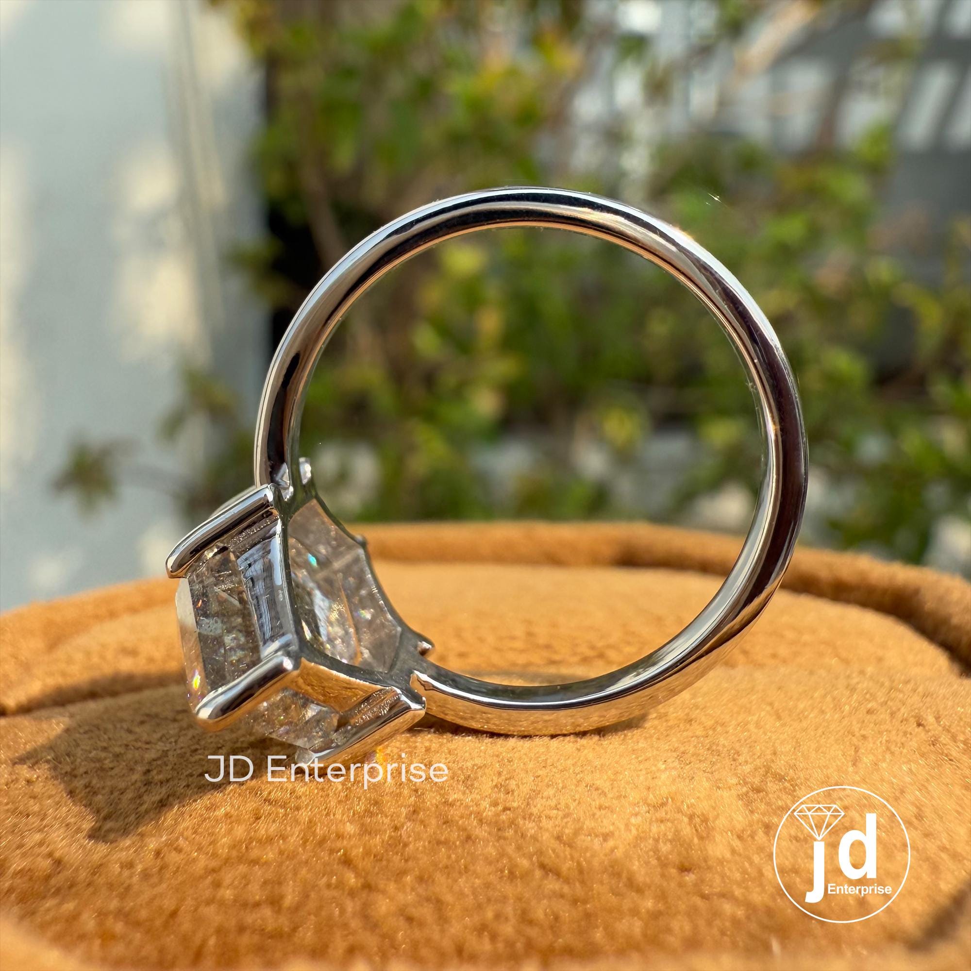 Salt and Pepper Moissanite Diamond Ring, Hexagon Black Speckled Salt and Pepper Ring, Engagement Ring, Solitaire Ring, Six Claw Prongs