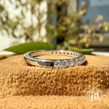0.35 TCW Round Colorless Moissanite Band, Half Eternity Wedding Band, Stacking Ring, Engagement Band, Comfort fit Band, Anniversary Gifts