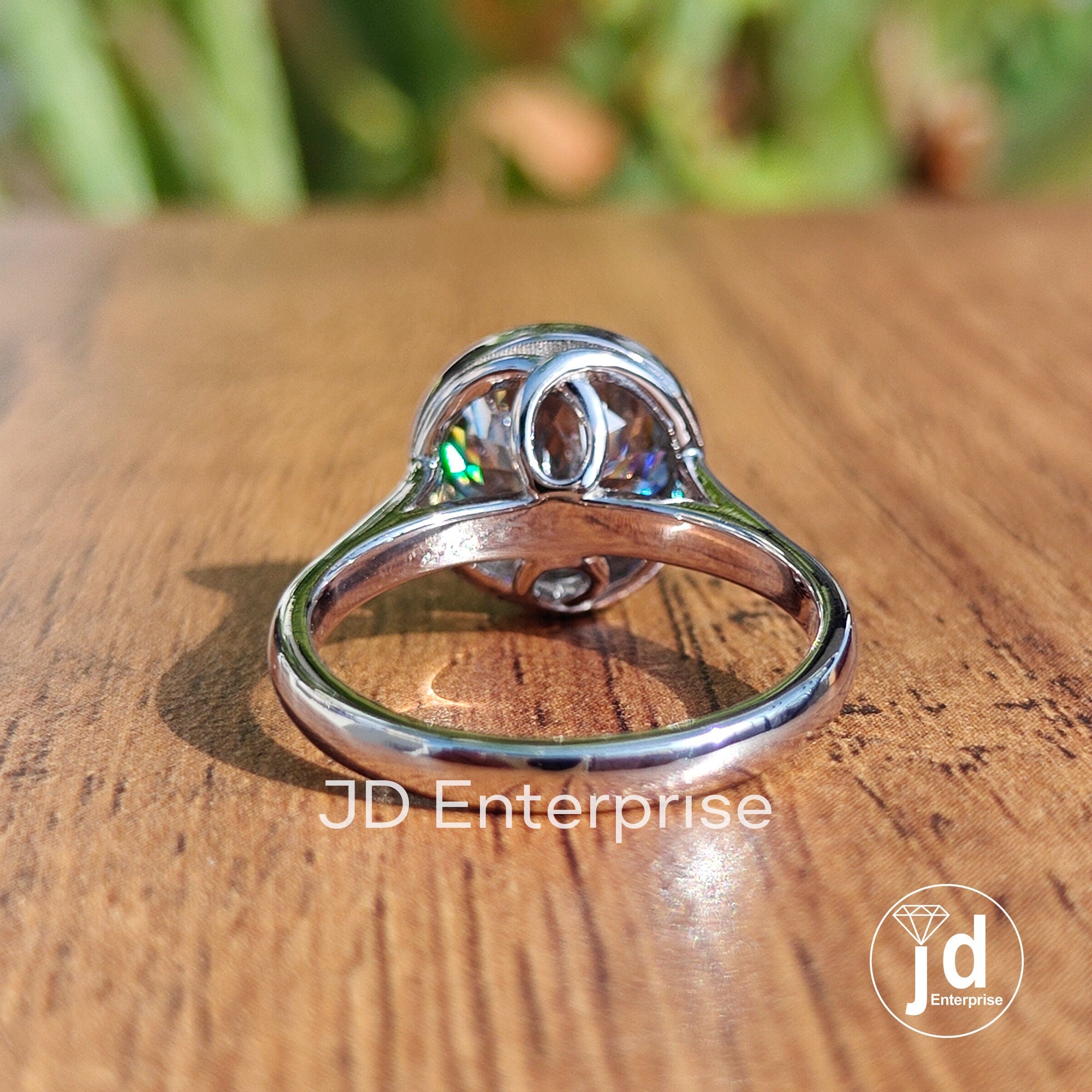 4.50CT Bezel Set Portuguese Cut Grey Moissanite Engagement Ring, Solitaire Wedding Ring, Bridal Ring, Anniversary Gift Ring, Statement Ring