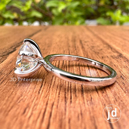 2.50CT Round Cut Colorless Moissanite Solitaire Engagement Ring, Knife Edge Six Prongs Wedding Ring, Anniversary Ring, 10k Solid Gold Ring