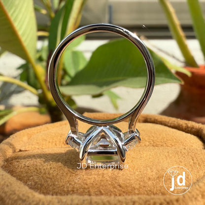 3.00 CT Asscher Cut Colorless Moissanite Engagement Ring, Perfect Anniversary Gift, Side Trapezoid Moissanite Wedding Ring, Bridal Set Ring