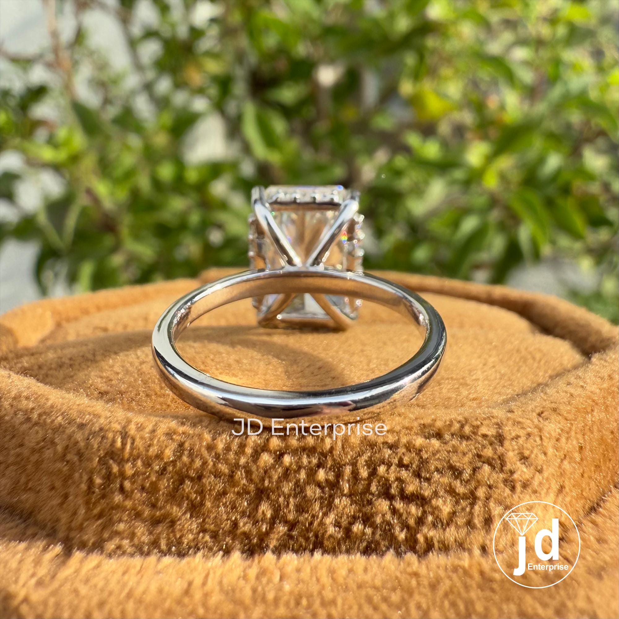 4.0 CT Radiant Cut Moissanite Hidden Halo Engagement Ring, Solitaire Wedding Ring, Proposal Ring, Anniversary Gifts, Promise Ring, Bridal