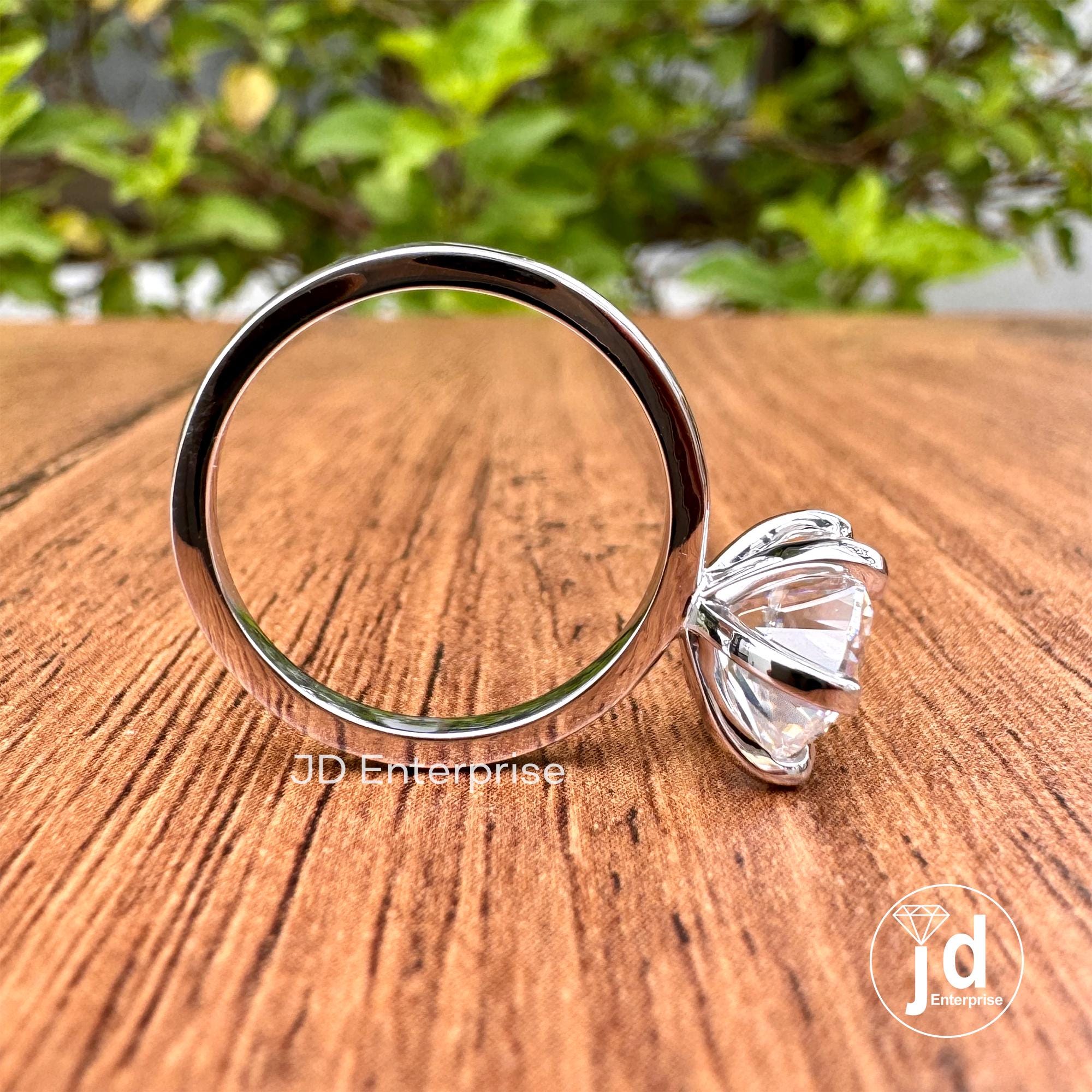 2.50CT Round Cut Colorless Moissanite Solitaire Engagement Ring, Knife Edge Six Prongs Wedding Ring, Anniversary Ring, 10k Solid Gold Ring