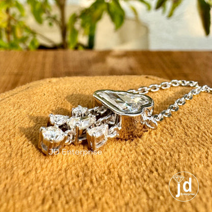 2.00 TCW Colorless Cloud Cut Moissanite Wedding Pendant Necklace, Rain Cloud Necklace, Bezel Set Bridal Necklace, Anniversary Gift