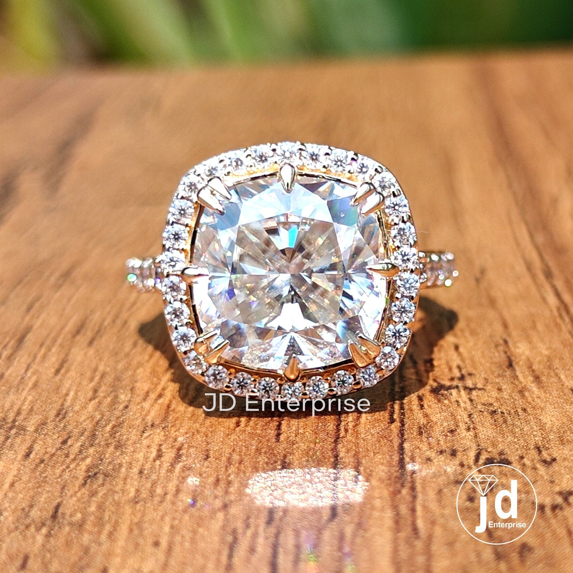 5.00 CT Colorless Cushion Cut Engagement Ring, Double Claw Prongs, Halo Wedding Ring, Bridal Ring, Celebrity Style Pave Set Anniversary Ring