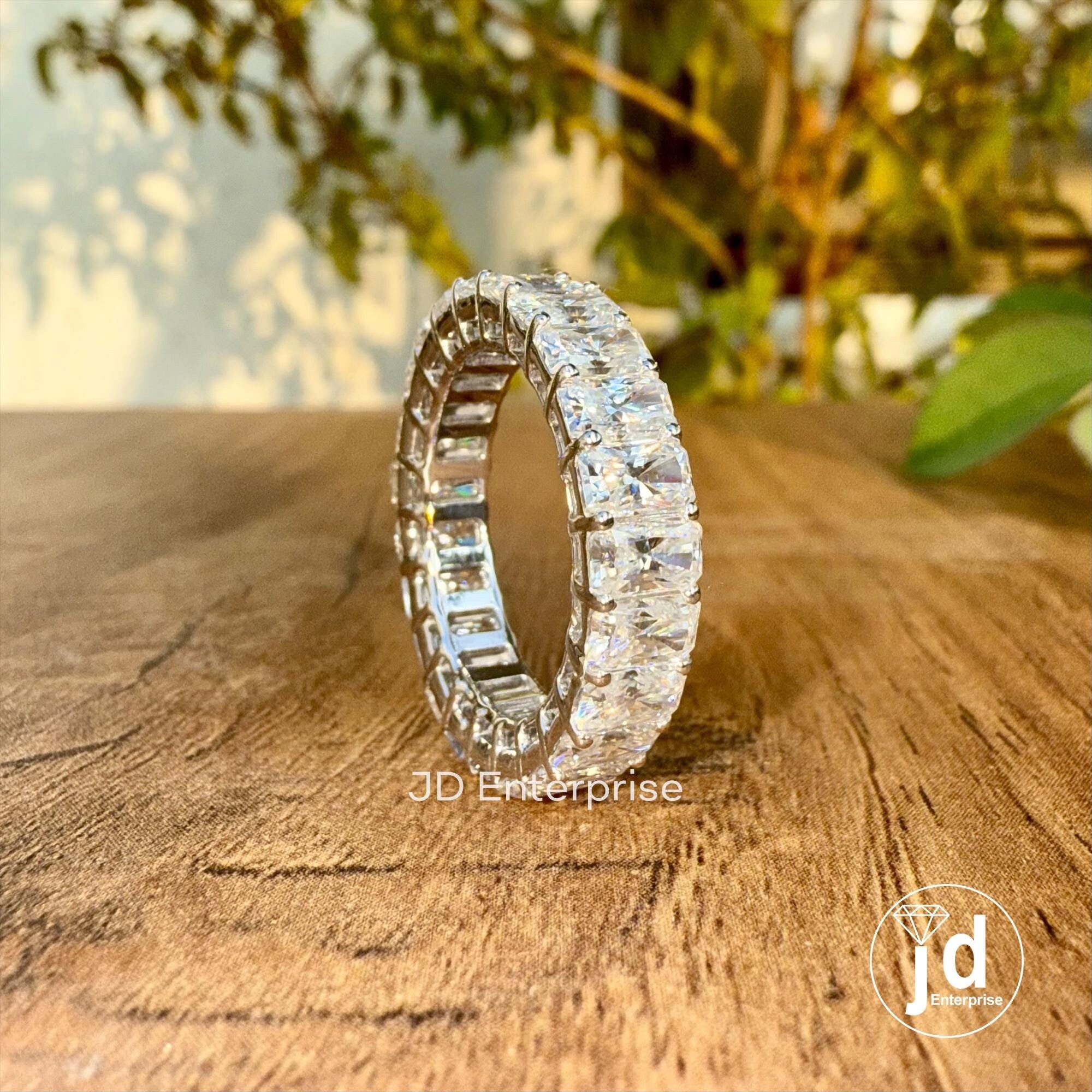 Radiant Cut Moissanite Full Eternity Band, Wedding Band, Moissanite Eternity Band for Women, Gold Promise Band, Matching Band, Bridal Set