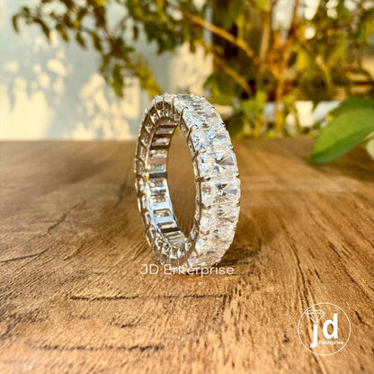 Radiant Cut Moissanite Full Eternity Band, Wedding Band, Moissanite Eternity Band for Women, Gold Promise Band, Matching Band, Bridal Set