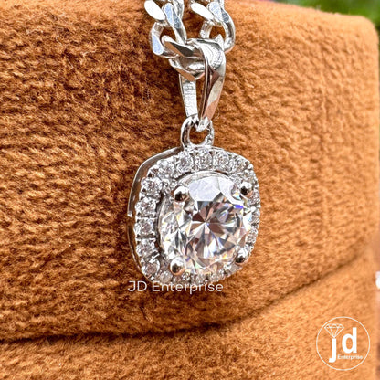 1.00 CT Round Brilliant Cut Colorless Moissanite Halo Pendant, Wedding Pendant for Bride, 18k Solid White Gold Pendant, Halo Set for Gift