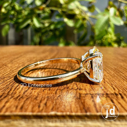 Cushion & Pear Cut Moissanite Ring, Toi Et Moi Engagement Ring, Canary Yellow or Colorless Two Stone Anniversary Ring, Vintage Wedding Ring