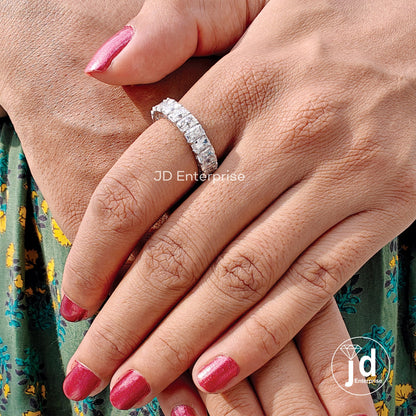 Radiant Cut Moissanite Full Eternity Band, Wedding Band, Moissanite Eternity Band for Women, Gold Promise Band, Matching Band, Bridal Set