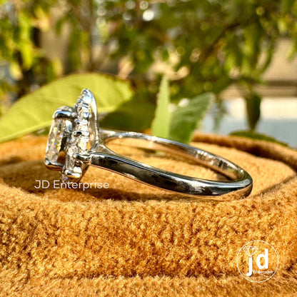 1.00 CT Oval Cut Moissanite Engagement Ring, Oval Wedding Ring, Cluster Set Halo Ring, Vintage Bridal Set Ring, Solid Gold Promise Ring