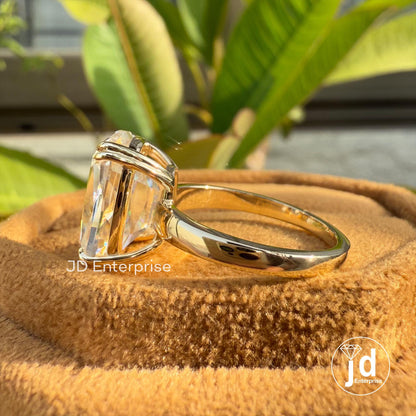Vintage Cushion Old Mine Cut Moissanite Engagement Ring, Solitaire Wedding Ring, Double Claw Prongs Yellow/White/Rose Gold Ring, Bridal Ring