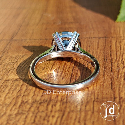 Black Moissanite Ring, 3.00 CT Round Cathedral Set Wedding Ring, Solitaire Moissanite Engagement Ring, Gifts for Women, Anniversary Gift