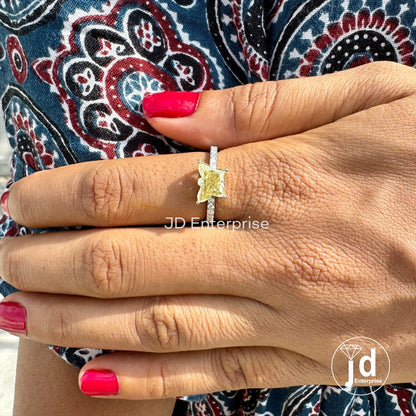 Butterfly Cut 2.00 CT Canary Yellow Moissanite Engagement Ring, Antique Cut Pave Wedding Ring, Anniversary Ring, Bridal Ring, Promise Ring