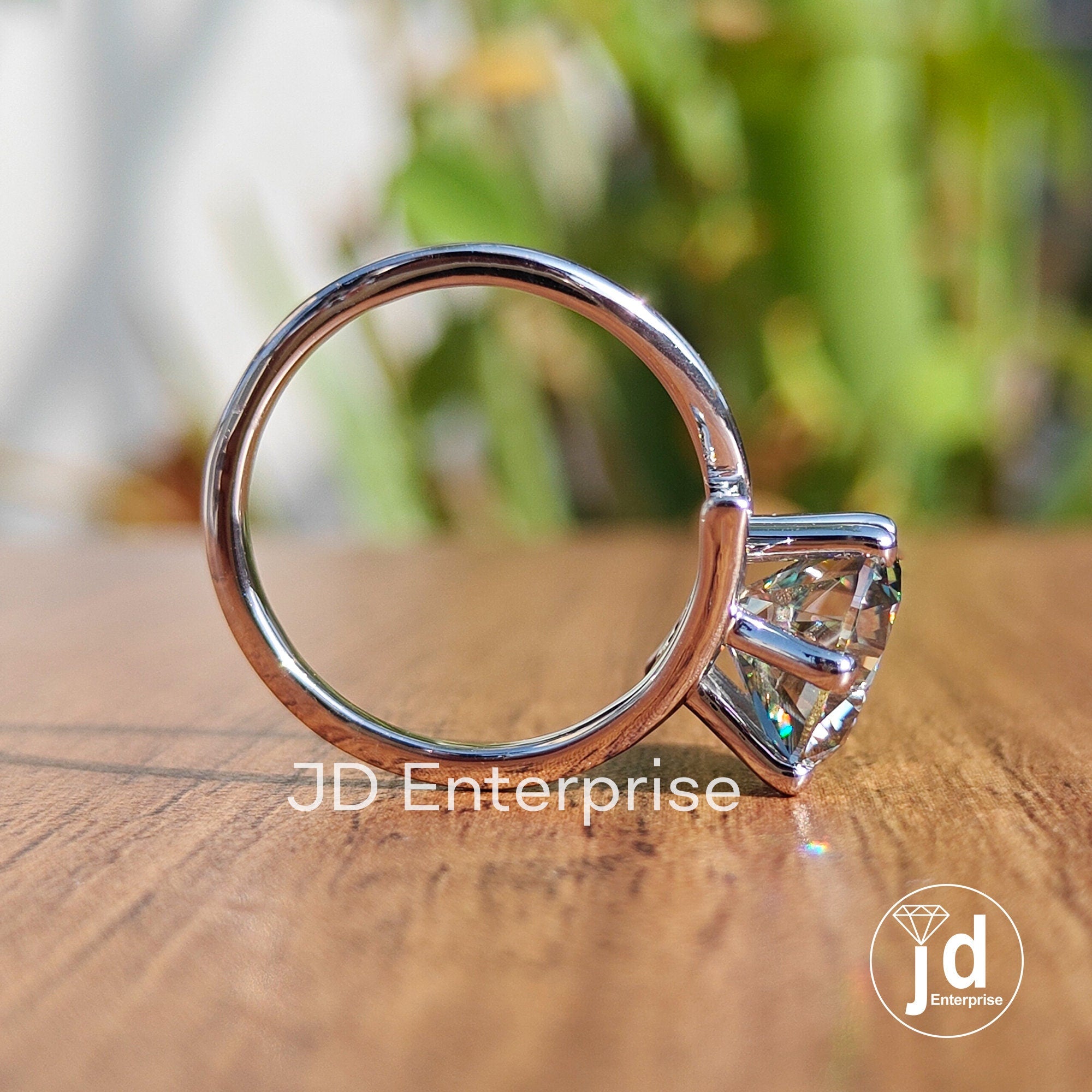 3.50 CT Round Light Blue Moissanite Engagement Ring, Contemporary Tension Set Ring, Solitaire Wedding Ring, Anniversary Gift, Bridal Ring