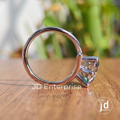 3.50 CT Round Light Blue Moissanite Engagement Ring, Contemporary Tension Set Ring, Solitaire Wedding Ring, Anniversary Gift, Bridal Ring