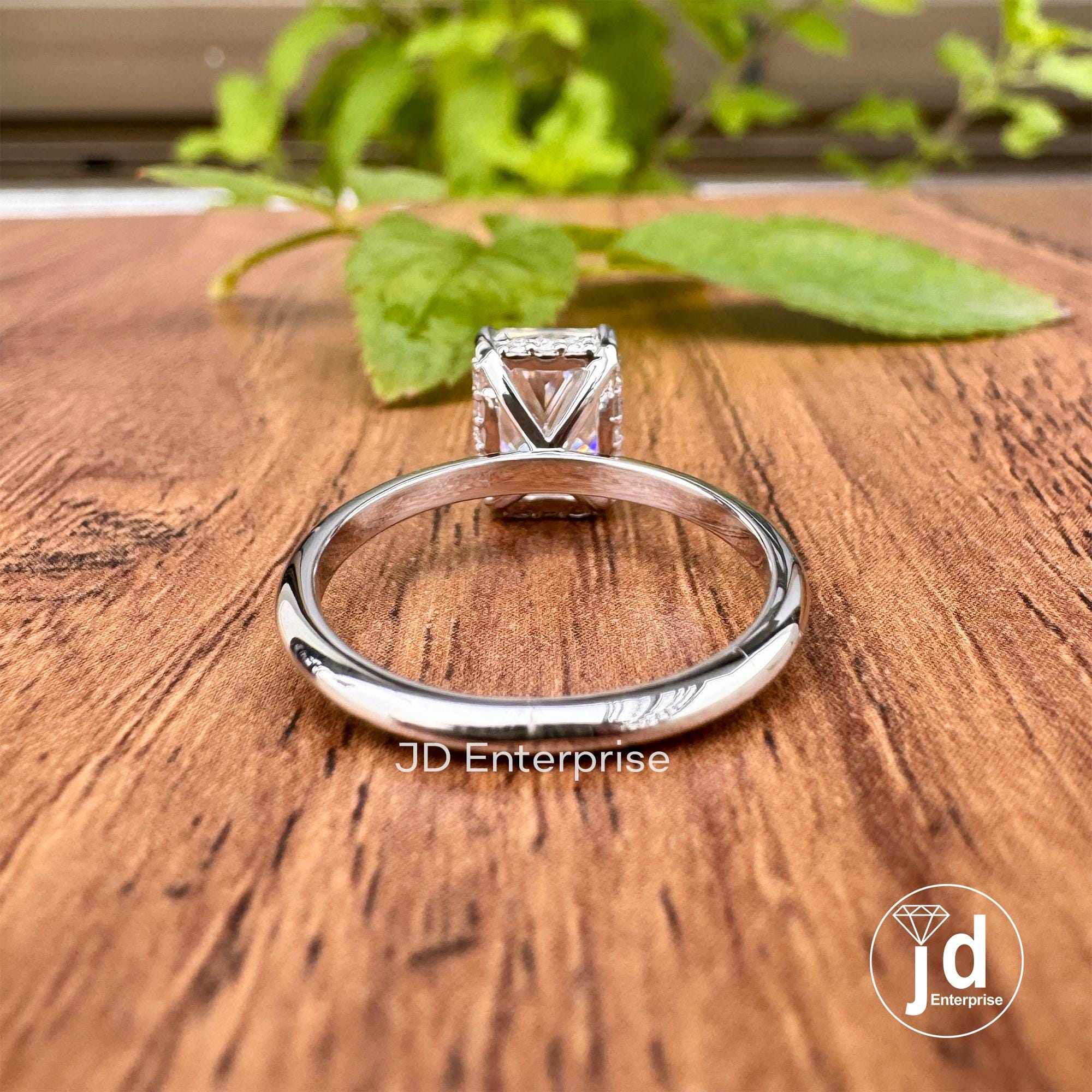2.00 CT Colorless Radiant Cut Engagement Ring, Solitaire Hidden Halo Ring, Crushed Ice Moissanite Wedding Ring, Propose Ring, Invisible Halo