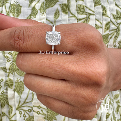 3.00 CT Cushion Cut Moissanite Engagement Ring, 10k/14k/18k Gold Solitaire Ring, Clow Prong Wedding Ring, 9x8mm Cushion Cut Anniversary Ring