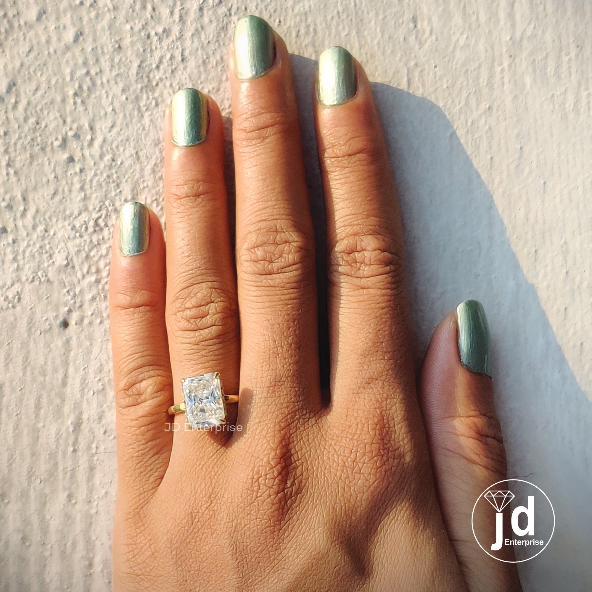 4.0 CT Radiant Cut Moissanite Hidden Halo Engagement Ring, Solitaire Wedding Ring, Proposal Ring, Anniversary Gifts, Promise Ring, Bridal