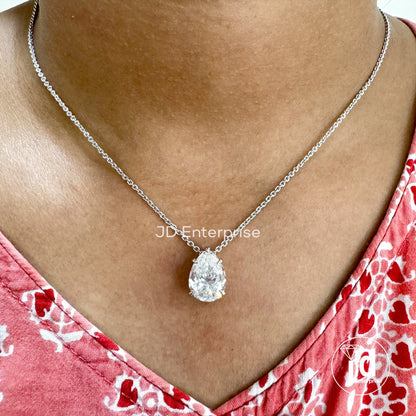 Colorless 4.00 CT Pear Shape Moissanite Pendant for Women, Tear Drop Moissanite Pendant, Anniversary Gift for Her, Bridal Wedding Pendant