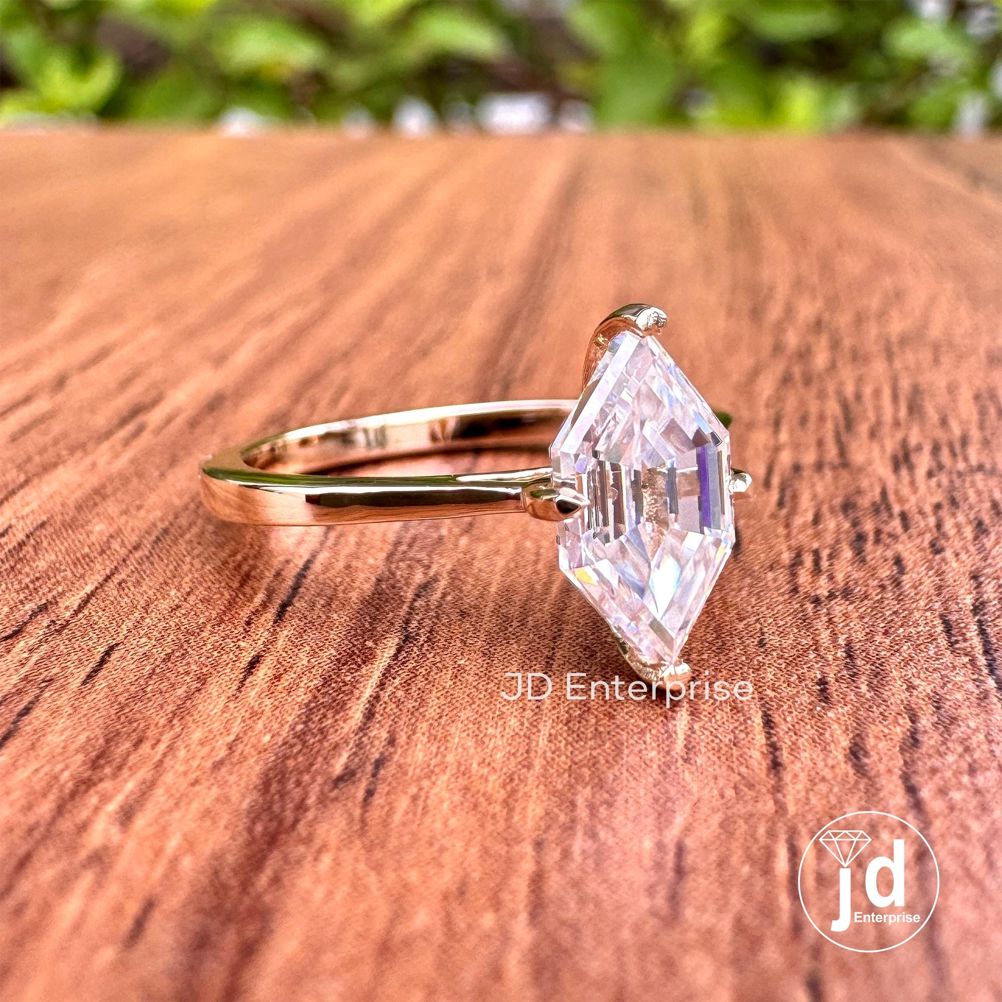 Step Cut Dutch Marquise Solitaire Moissanite Engagement Ring, Bridesmaid Ring, 14k Yellow Gold Proposal Ring Anniversary Gift Ring for Women