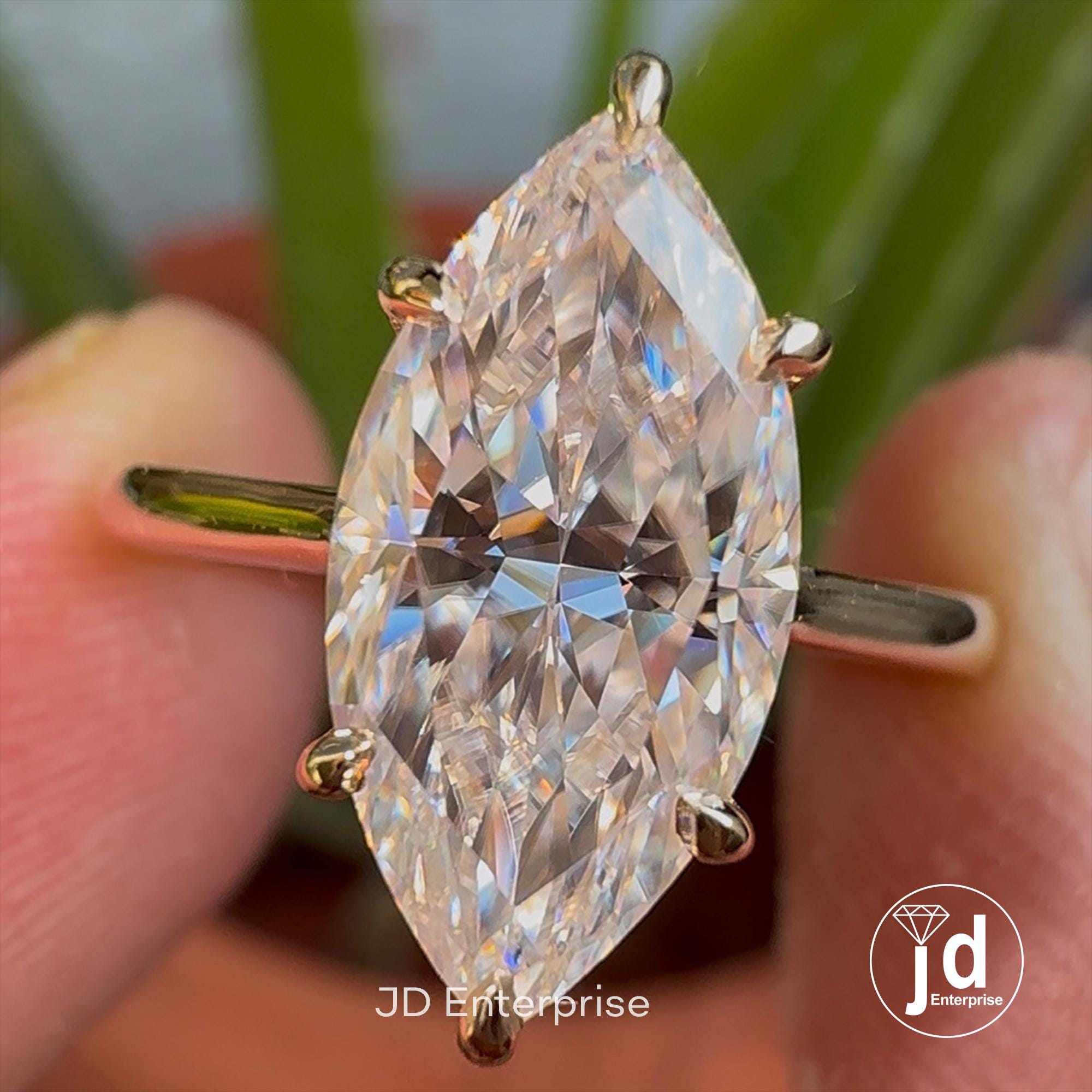 2.50 CT Marquise Cut Moissanite Engagement Ring, Solitaire Wedding Ring, Proposal Ring, Anniversary Gifts Ring for Women, Yellow Gold Ring