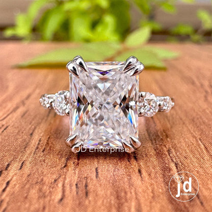 3.00 TW Colorless Radiant Cut Moissanite Engagement Ring, Five Wedding Stone Ring, Anniversary Ring for Her, Promise Ring for Women