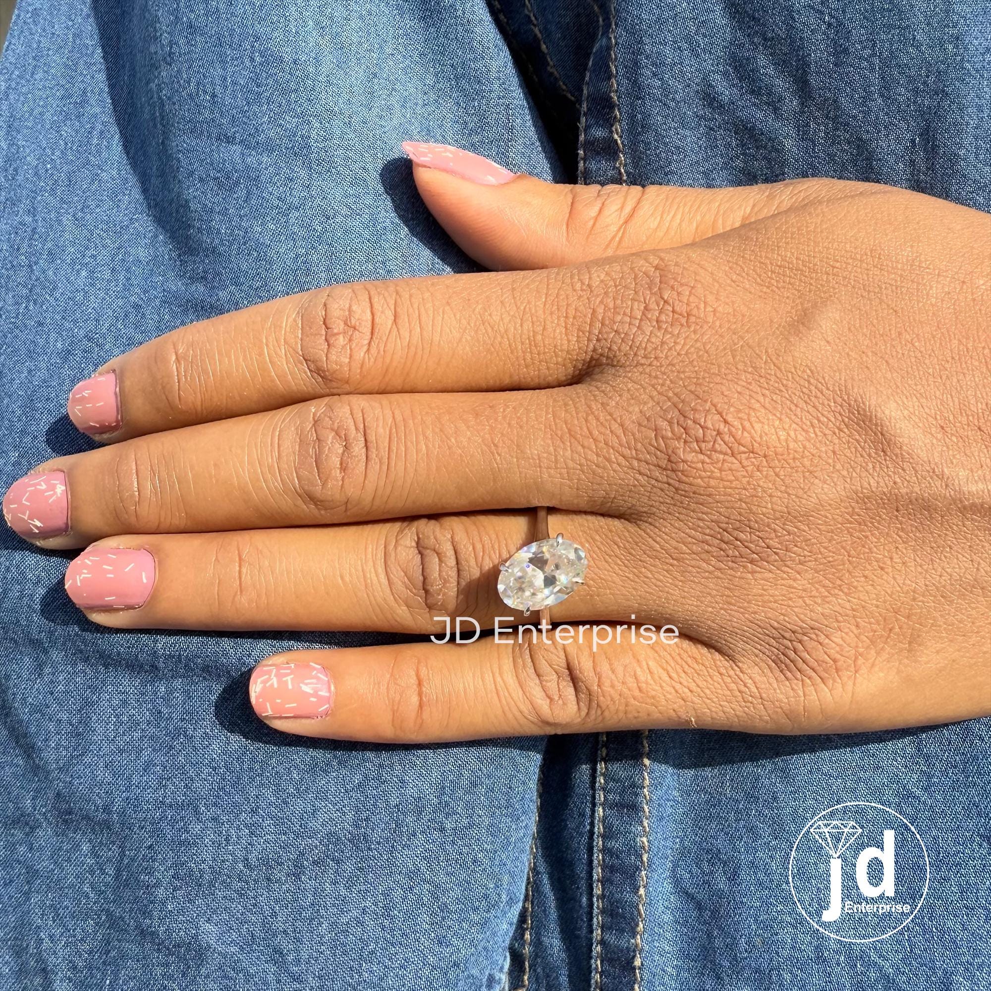Vintage 4.00 CT Old Mine Oval Cut Moissanite Engagement Ring, Solitaire Wedding, Ring, Claw Prongs Set, Bridal Ring, Anniversary Gifts Ring