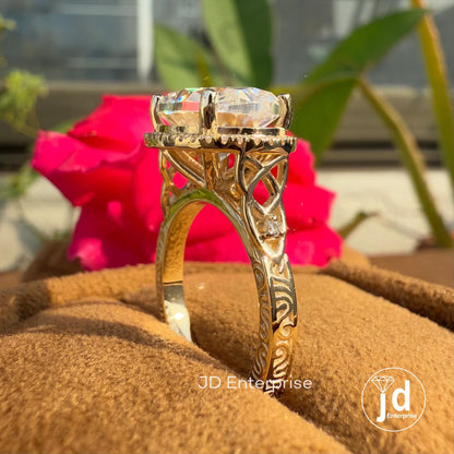 Vintage 5.00 CT Oval Cut Hidden Halo Engagement Moissanite Ring, Art Deco Wedding Ring, Filigree Rings for Women, Milgrain Ring, Bridal Ring