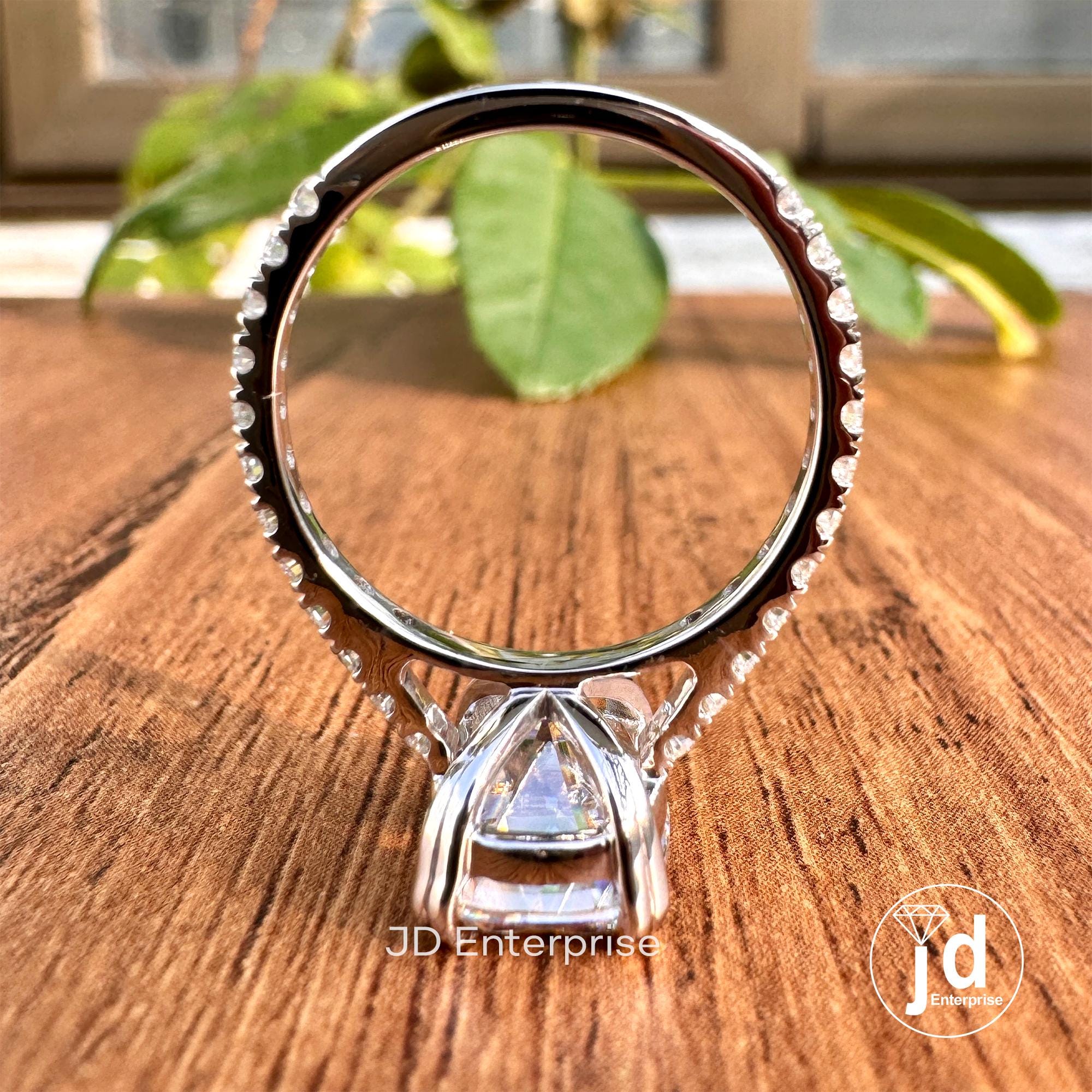 3.80TCW Old Mine Cushion Cut Classic Engagement Ring, Colorless Elongated Cushion Wedding Ring, Double Claw Prongs Pave Set Anniversary Ring