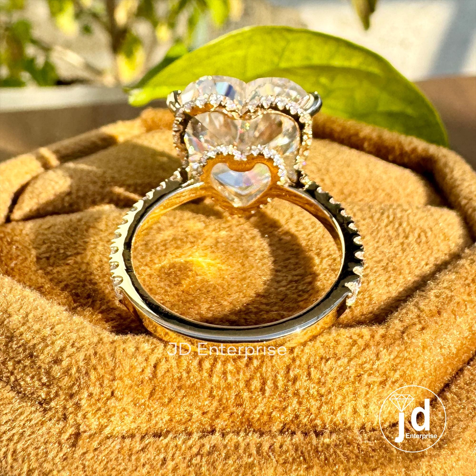 8.00 TCW Colorless Heart Shape Moissanite Engagement Ring, Celebrity Style Wedding Ring, Hidden Halo Bridal Ring, 3/4 Pave Set Accent Ring