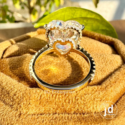 8.00 TCW Colorless Heart Shape Moissanite Engagement Ring, Celebrity Style Wedding Ring, Hidden Halo Bridal Ring, 3/4 Pave Set Accent Ring