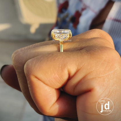 4.0 CT Radiant Cut Moissanite Hidden Halo Engagement Ring, Solitaire Wedding Ring, Proposal Ring, Anniversary Gifts, Promise Ring, Bridal