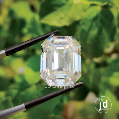 12.30 CT Colorless Emerald Old Mine Cut Loose Moissanite for Engagement Ring, Wedding Ring or Pendant, Excellent Cut Handcrafted Moissanite
