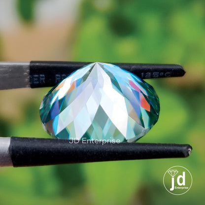 7.68CT Unique Portuguese Cut Blue Loose Moissanite for Engagement Ring, Vintage Moissanite Jewelry Making Stone, Anniversary Gift for Her