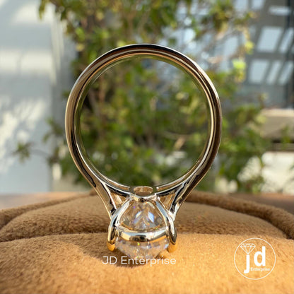 Vintage 5.00 CT Moval Old Mine Cut Moissanite Engagement Ring, Solitaire Wedding Ring, Split Shank Anniversary Ring, 10k Yellow Gold Ring