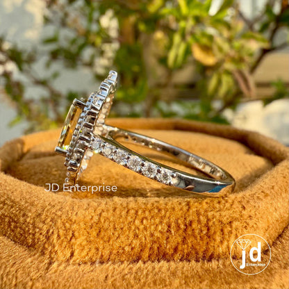 1.50 CT Radiant Cut Canary Yellow Moissanite Engagement Ring, Flower Style Halo Wedding Ring, Milgrain Ring, Art Deco Accent Bridal Ring Set