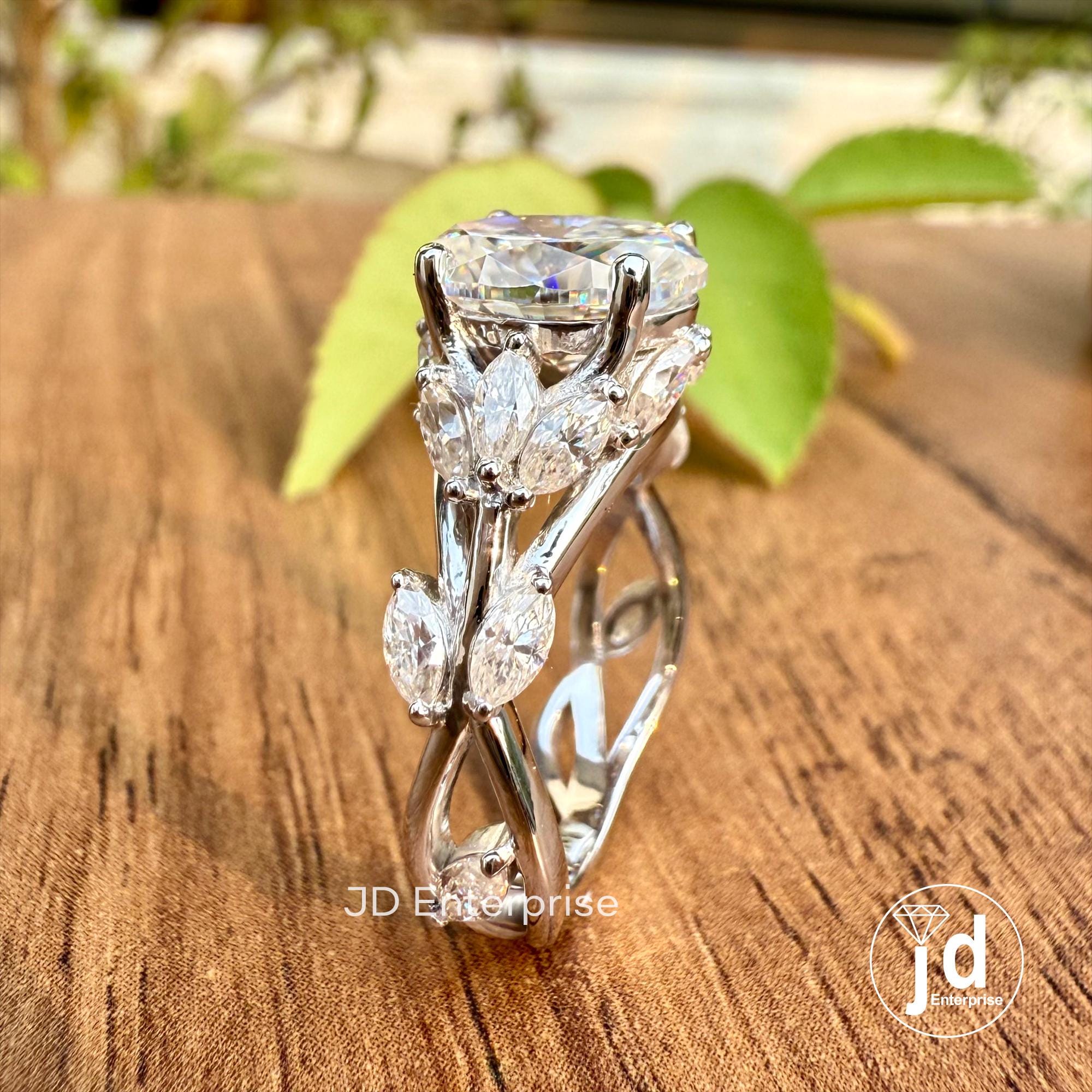 Floral Oval Cut Moissanite Engagement Ring, Vintage Wedding Ring, Cluster Hidden Halo Bridal Ring, Infinity Twisted Pave Anniversary Ring