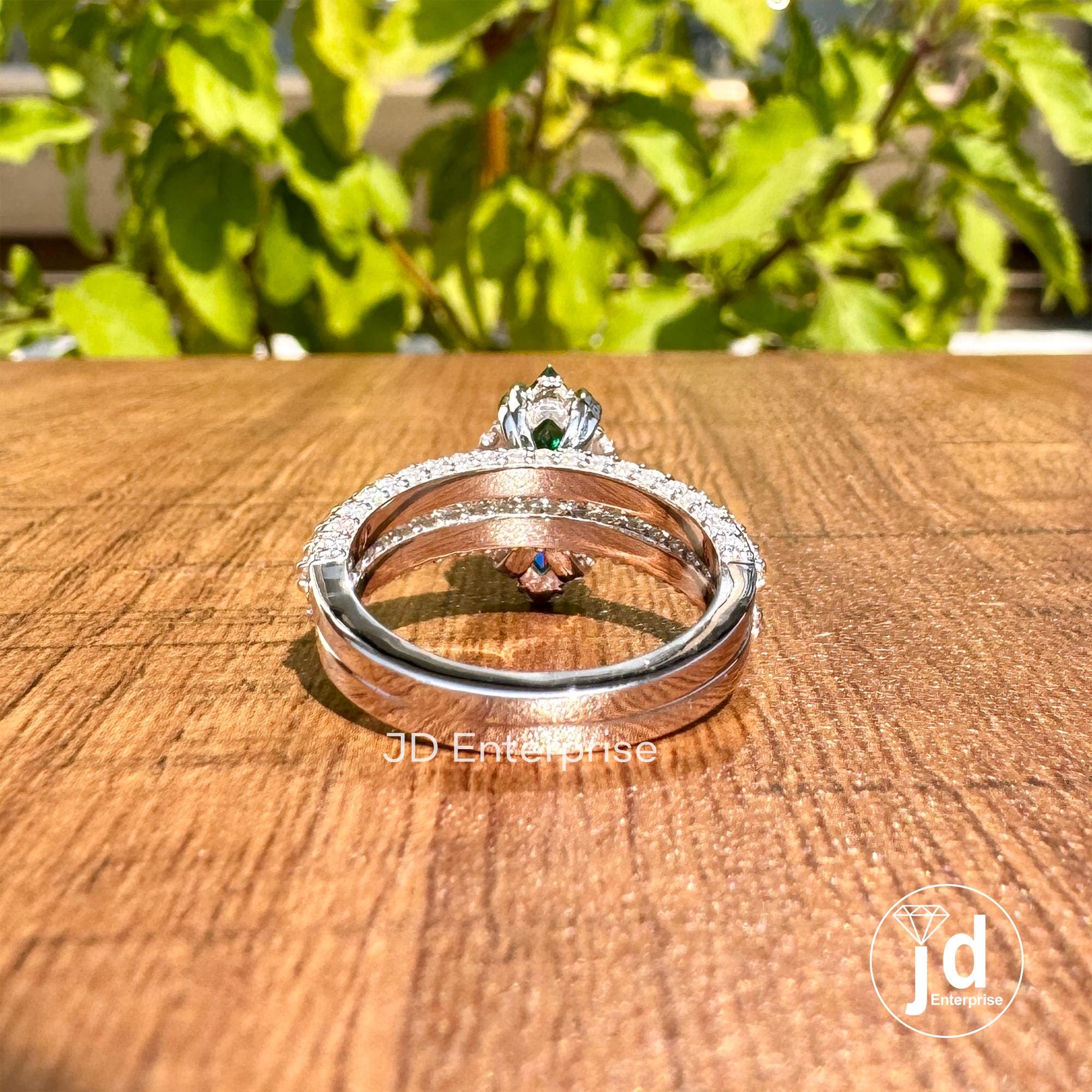 Dutch Marquise Cut Moissanite Hidden Halo Engagement Ring, Comfort Fit Wedding Ring Set, Three Row Pave Bridal Ring Set, Wedding Band