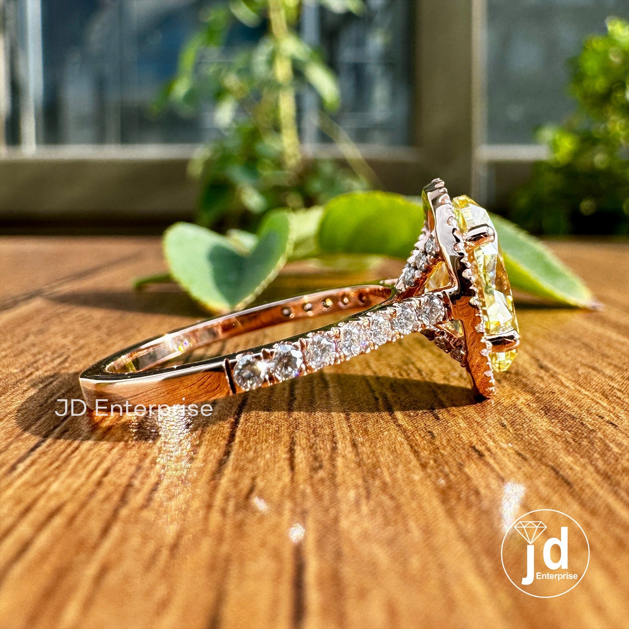 Classic 2.85TW Canary Yellow Oval Moissanite Halo Engagement Ring, Pave Set Wedding Ring, Bespoken Anniversary Ring, Designer Bridal Ring