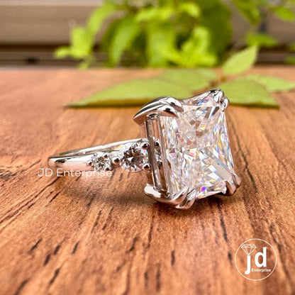 3.00 TW Colorless Radiant Cut Moissanite Engagement Ring, Five Wedding Stone Ring, Anniversary Ring for Her, Promise Ring for Women