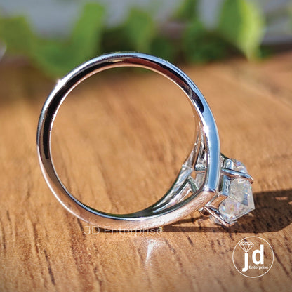 Stunning 3.00 CT Colorless Rose Cut Marquise Moissanite Engagement Ring, Solitaire Wedding Ring, Split Shank Anniversary Gift Ring for Women
