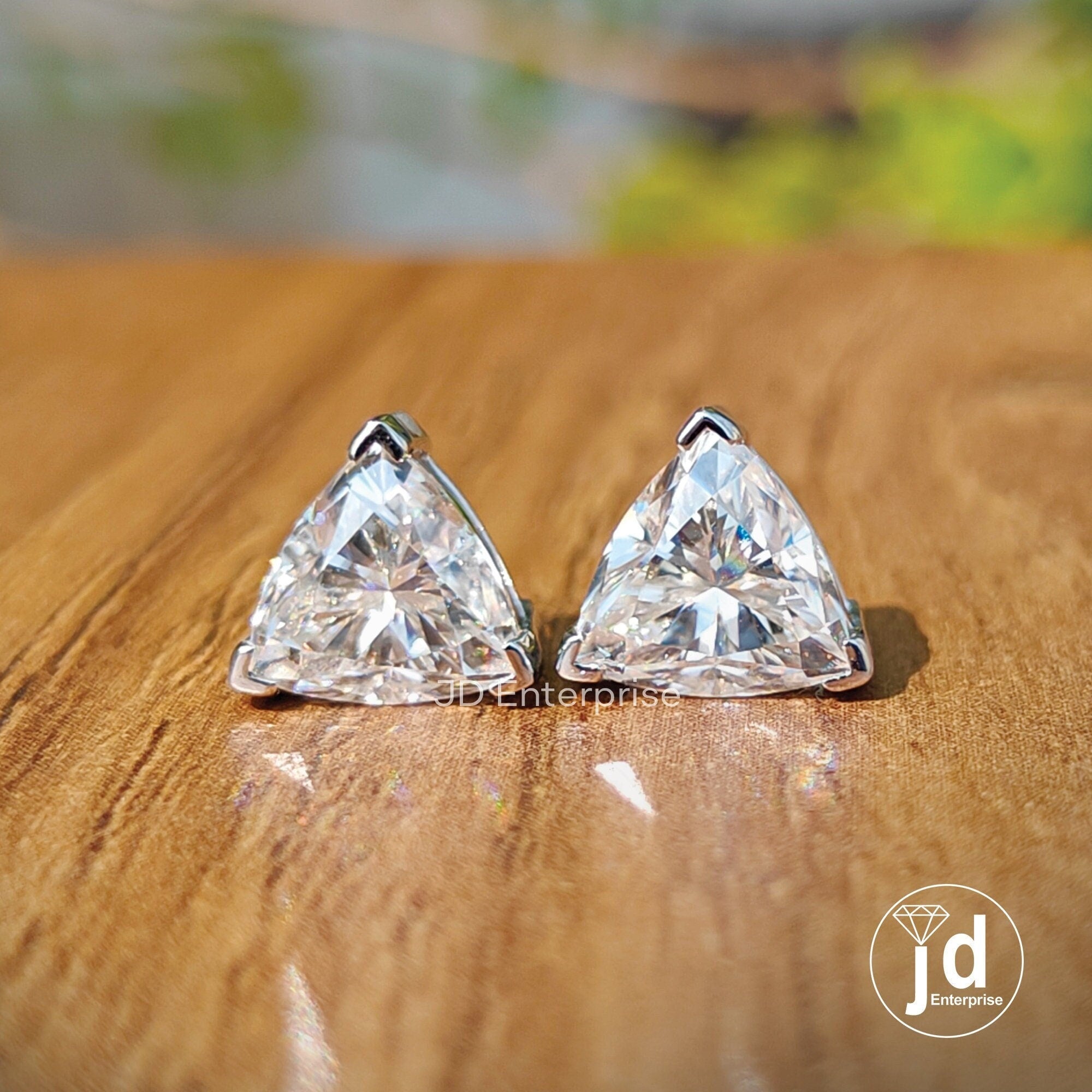 3.00 TCW Trillion Cut Moissanite Stud Earrings, Wedding Earrings, Screw/Push Back, Bridal Earrings, Everyday Earrings for Anniversary Gifts