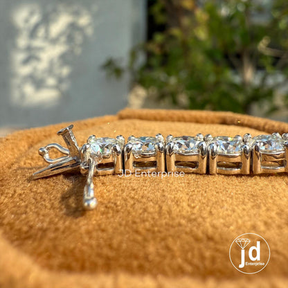 4.50 MM Round Moissanite Tennis Bracelet, Gold Engagement Bracelet, Box Lock, Bridal Set Bracelet, Anniversary Gift Bracelet for Women